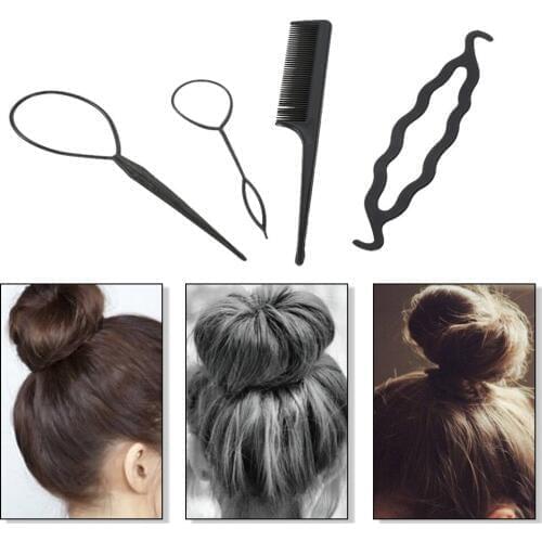 4Pcs Hair Twist Styling Clip Stick Pin Bun Braid Maker Hair Accessories Kit DIY Hair Style Tool