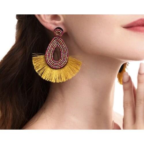 5 colors Bohemia Big Tassel Earrings for Women Geometric Statement Earring Jewelry Gift Orecchini Pendientes Mujer Weekend Party
