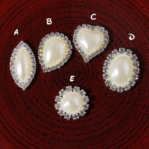 50 pcs/ lot , White Faux Pearl Flatback Rhinestones DIY Hair Interspersed Button Shiny Wedding hair headband Accessories