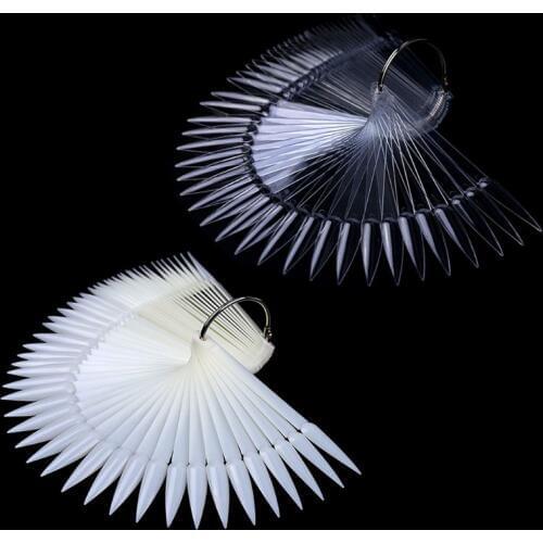 50pcs/pack Nail Display Sticks Swatches Showing Card Fan Shaped False Sharp Practice Manicure Tools