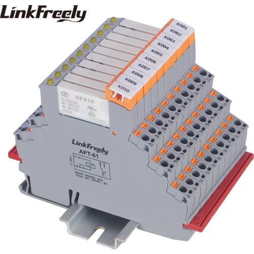 APT-61 HF41F5-ZS 10pcs Plug-in Relay Module & Board Common Positive Pole Input 5VDC Output 6A/250VAC 30VDC Contact Voltage Relay