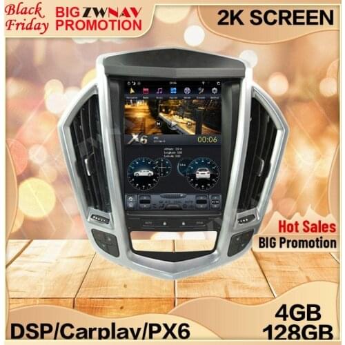 4+128G Tesla Screen For 2009 2010 2011 2012 Cadillac SRX Android 9 Unit Car Multimedia Player GPS Audio Radio Stereo