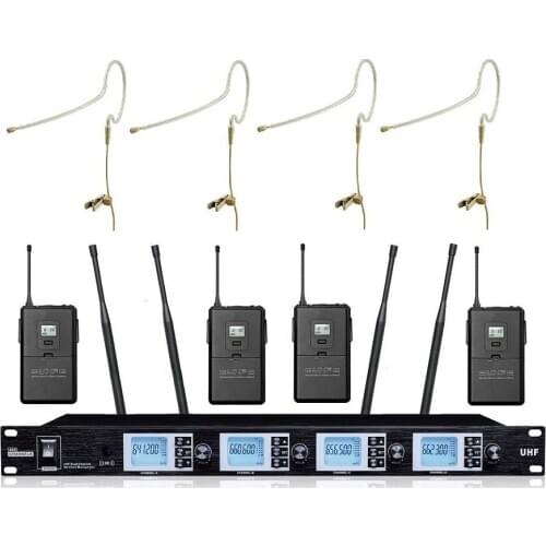 Bolymic uhf Wireless Microphone microfono condensador UHF 4 x 100 Channel Wireless microfono Single Earhook Headset Microphone