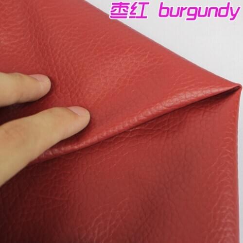 Burgundy Big Lychee Pattern PU Synthetic Leather Faux Leather Fabric Upholstery Car Interior Sofa Cover 54" Wide Per yard