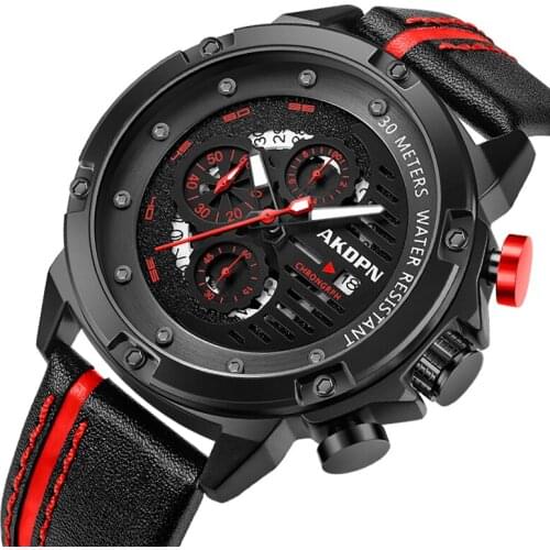 Mens Watches Top Brand Luxury Waterproof 24 hour Date Quartz Watch Man Leather Sport Wrist Watch Men Waterproof Clock