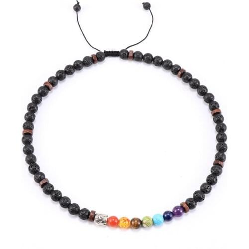 Unisex Men Women Reiki 7 Chakra Natural Lava Stone Beaded Necklace Mens 8mm Rosary For Men