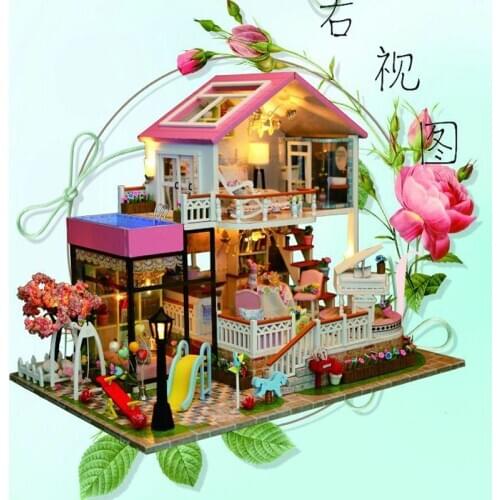 Toy House Furniture DIY Miniature 3D Wooden Mini Handmade Model Doll House Toys For Childrens Birthday Gift Casa Villa House