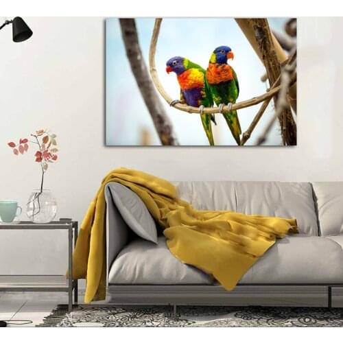 ART Posters And Prints Canvas Painting Colorful Parrot Birds Animal Decorative Wall Art For Living Room No Frame