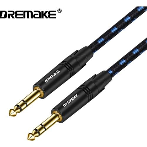 DREMAKE 6.5mm/6.35mm Guitar Cable TRS 6.35mm 1/4 Inch Balanced Stereo Interconnect Cord for Pro Audio Electric Guitar Mandolin