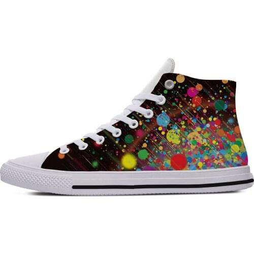 Colors bubble Multicolor Abstract Retro Spot Fashion Lightweight High Top Canvas Shoes Men Women Casual Breathable Sneakers