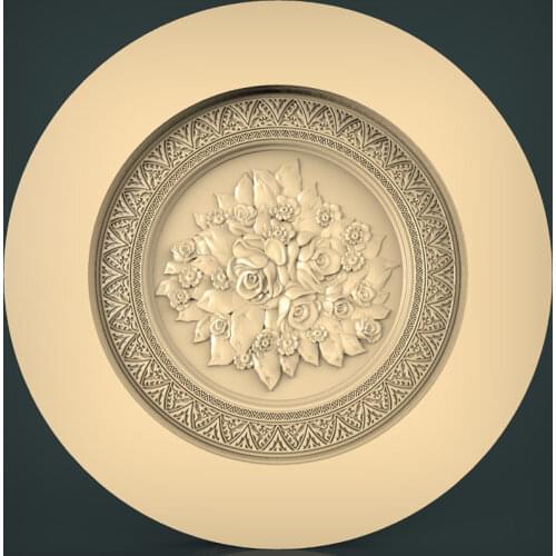 3D model for cnc or 3D printers in STL file format round decorative flower