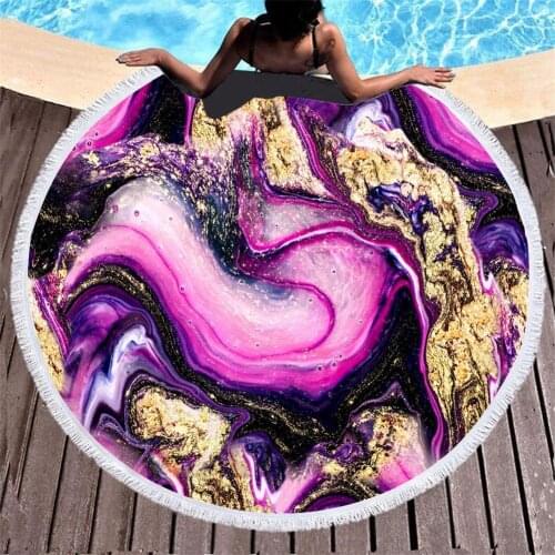 150cm Practical Round Beach Towel for Adult Abstract Print Tassels Beach Towel Comfort Quick Dry Shower Bath Towel Blanket Cover