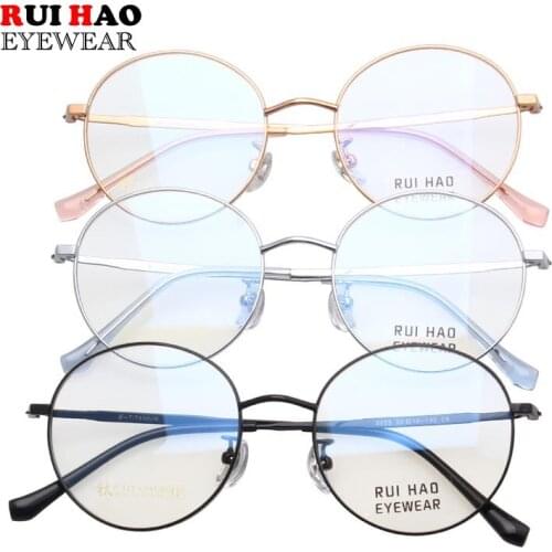 Round Eyeglasses Frame Unisex Retro Glasses β Titanium Optical Eyeglasses Fashion Spectacles Fill Lenses 8025