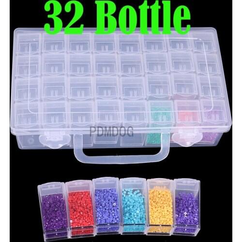 32/64/96/128 Bottles Multipurpose Transparent Container Case Diamond Painting Accessories Beads Storage Box Organizer Tools