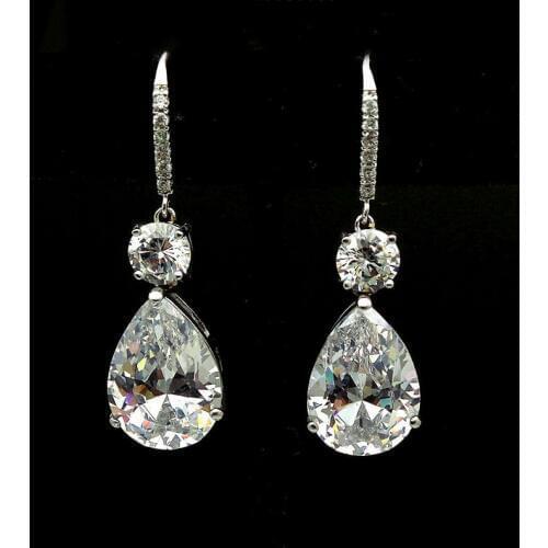 Fashion Classic Water Drop Bride Earrings for Women Jewelry Wedding White Crystal Charm Vintage Long Dangle Earrings O5M384