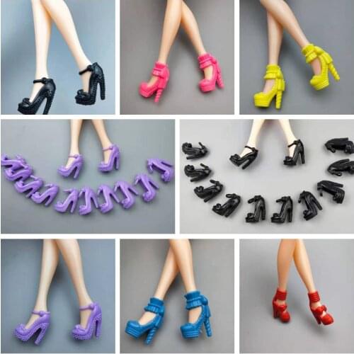 6 Pairs/lot Fashion High Heel Princess Doll Shoes For Barbie Accessories Sneakers Sandals Foot Wear Boots For Barbie Shoes 1/6