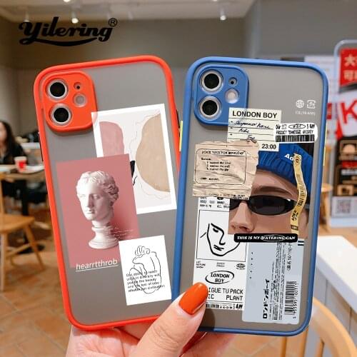 Fashion London boy Matte Acrylic Clear Case For iPhone 11 12 Pro XS Max XR X 12 Mini 7 8 Plus SE 2020 Phone Case Silicone Cover