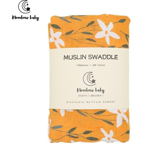 Moonbow Fashion Baby Organic Cotton Newborn Muslin Swaddle Diaper Wrap Photography Fabric 120x120cm