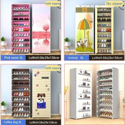 New Multi-Layer Simple Shoe Rack Dormitory Household Door Dustproof Belt Cloth Cover Storage Shoe Cabinet Shoemaker