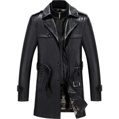 6677 New Fashion Men Winter Clothes Genuine Leather Coat Lamb fur Coats Sheepskin Leather Long Trench Coat