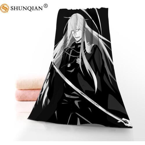 New Custom Black Butler Towel Printed Cotton Face/Bath Towels Microfiber Fabric For Kids Men Women Shower Towels