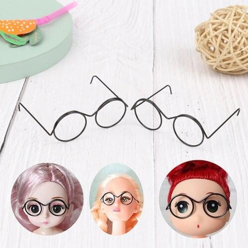 Hot sale 1/2/5/10Pcs Fashion Round Frame Lensless Retro Cool Doll Glasses For Doll