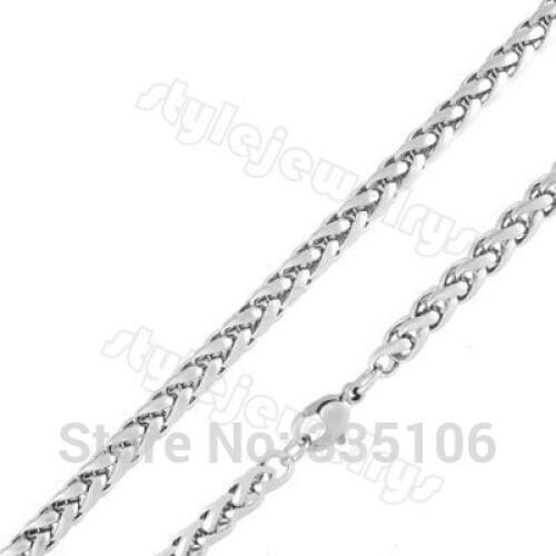 3/4/5/6/7/8MM Wheat Style Necklace Stainless Steel Jewelry Fashion Link Chain Biker Necklace Lobster Clasp For Men SCH0010A