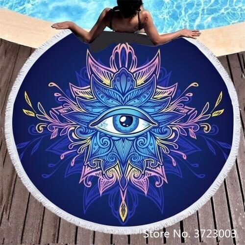 Dream Trap Feather Eyes Printed Summer Round Beach Towels Geometric Circle Bath Shower Towel Yoga Mat Blanket toalla playa