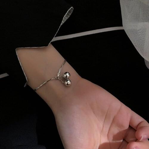 Simple Doubel Bell Bracelet Bangles Fashion Handmade Jewelry For Women Wedding Anniversary Gift Snake Chain Adjustable Bracelet