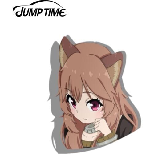 Jump Time 13cm x 9.2cm Funny Waterproof Car Stickers Car Decals For Raphtalia The Rising of the Shield Hero Anime Vinyl Car Wrap