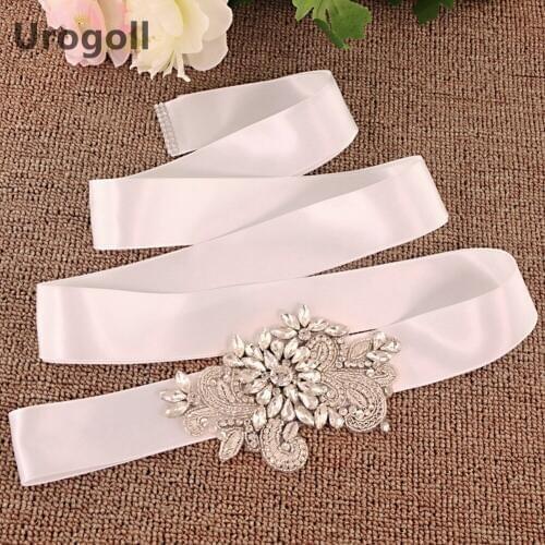Hot Sale Rhinestone Wedding Belts Flower Satin Wedding Dress Bridal Ribbon Belt Party Bridesmaid Dress Girdle Lady Accessories
