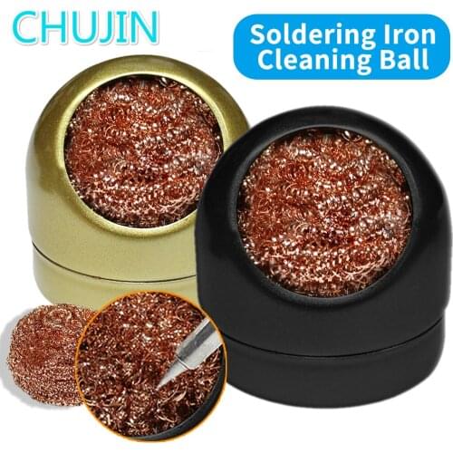 Cleaning Ball Welding Desoldering Soldering Iron Mesh Filter Cleaning Nozzle Tip Copper Wire Cleaner Ball Metal Box Clean Ball