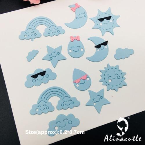Die cut metal cutting die clouds star sun happy weather set Scrapbook album papercraft handmade card stencil art cutter
