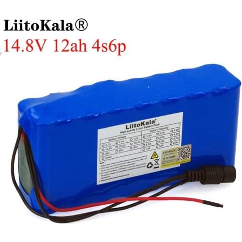 LiitoKala 14.8V 12Ah 4s6p 18650 li-iom battery pack night fishing lamp heater miners amplifier batteries with BMS
