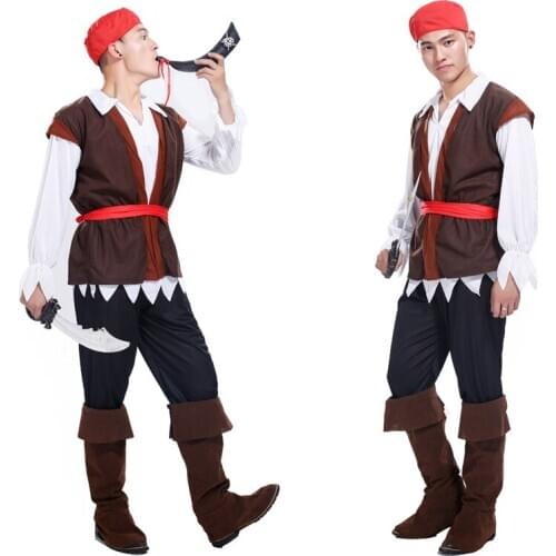 1pc Caribbean Captain Pirates Costumes Jack Sparrow Pirate Fantasia Cosplay Fancy Dress Carnival Carnival Cosplay Costume