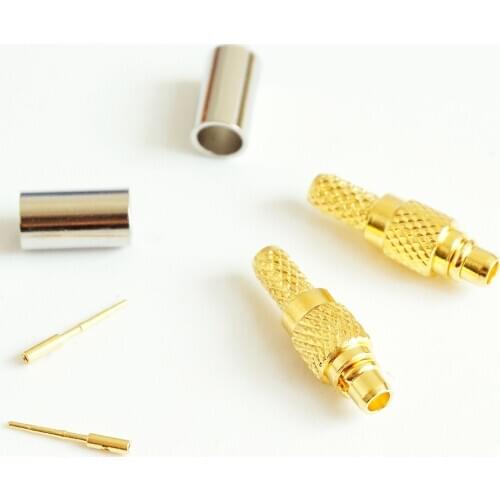 1Pcs RF Coax Connector Socket MMCX Male Crimp for RG179 LMR100 RG316 RG174 RF Coaxial cable antenna Gold Plated Brass PTFE