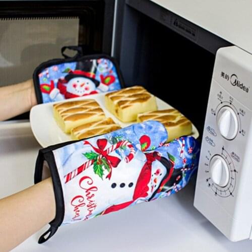 2Pcs/set Oven Mitts Baking Anti-Hot Glove Pad Oven Microwave Insulation Mat for home christmas