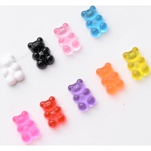 20pcs Bear Charms Nail Kawaii Crystal Candy Gems Manicure Decorations White/Black/Pink 9Colors FlatBack Stones 12*18mm