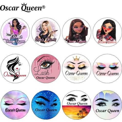 200 Pieces Mink Eyelash Packaging Box Logo Custom Stickers 3D Mink Lashes Label Clear Eyelash Extensions Private Logo Round Tag