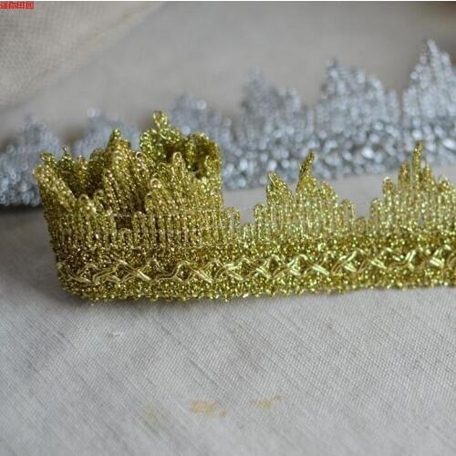 3 Meters/lot 4cm Width Silver Gold Lace Applique Sewing Trims DIY Crafts Gold Lace Fabric Free Shipping