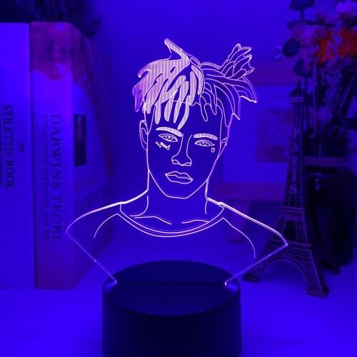 3D American Rapper XXXTentacion Figure Led Night Light COOL Fans Gift Dropshipping Room Decor Light Office Bedroom Table 3D Lamp