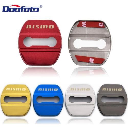 4pcs Car Door Lock Cover For Nissan Nismo Qashqai Trail Tiida Juke Note Kicks Leaf Sticker Accessories Styling Protective