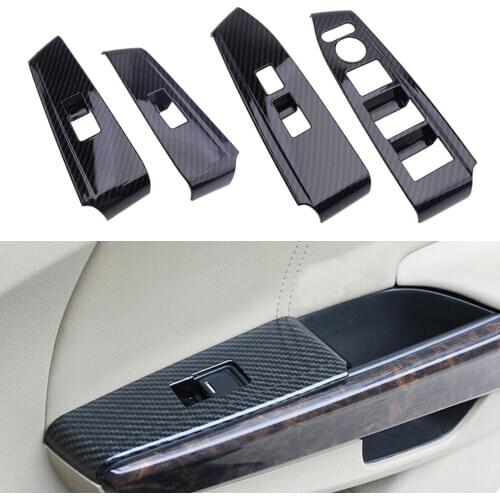 4Pcs LHD Black Carbon Fiber Style ABS Door Window Lock Switch Lift Cover Fit for Honda Accord 2008 2009 2010 2011 2012 2013