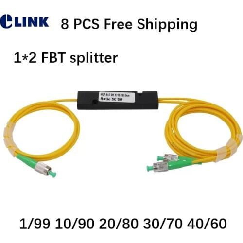 8 PCS FBT splitter FC/APC Abs box dual window 30/70 90/10 80/20 ratio optical fused coupler for FTTH 1310/1550nm free shipping