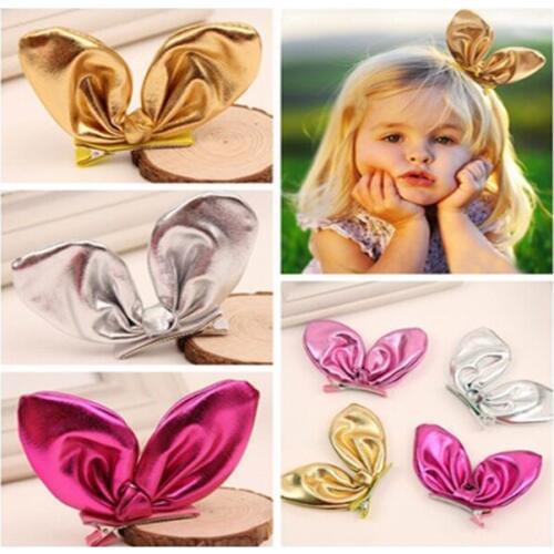 1PC Occident Fashion Hot Stamping Three-dimensional Rabbit Ears Children Hair Grips Contracted Solid lovely Children Head Wear