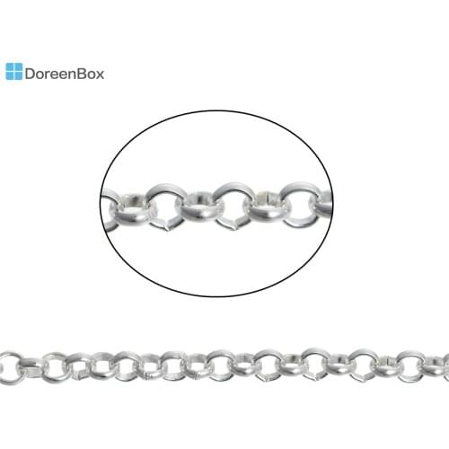 Doreen Box Lovely 400cm Silver color Link Chains Findings 3*4mm (B02480)