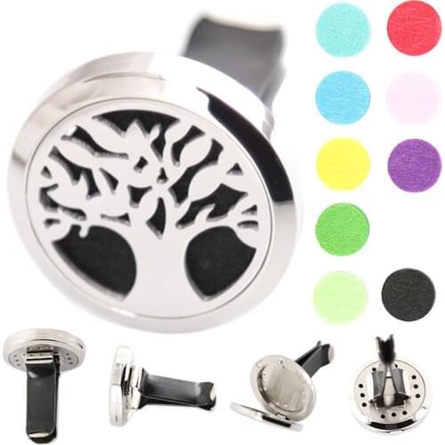 AMYA Jewelry Tree of Family 30mm Diffuser 316 Stainless Steel Car Aroma Locket Essential Oil Car Diffuser Lockets Free Pads