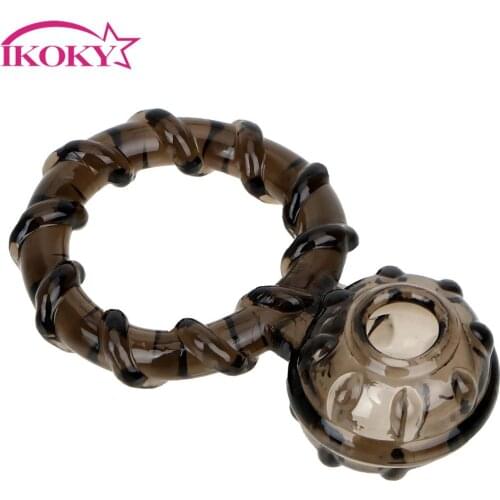 IKOKY Male Cock Ring Male Masturbator Elastic Penis Ring Scrotum Cock Cages Scrotal Binding Delay Ejaculation Sex Toys for Men