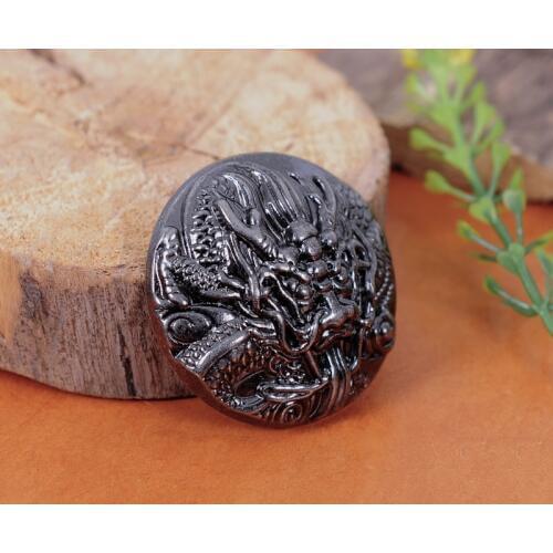 35mm 10pcs Heavy Strong Black Gunmetal Emboss Dragon Concho Button Leather Wallet Biker Leathercraft Belt Saddles Conchos Set