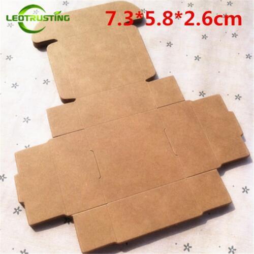 Leotrusting 50pcs 7.3*5.8*2.6cm Brown Kraft Paper Box Natural Kraft Paper Gift Packaging Box Handmade Candy Paper Cardboard Box